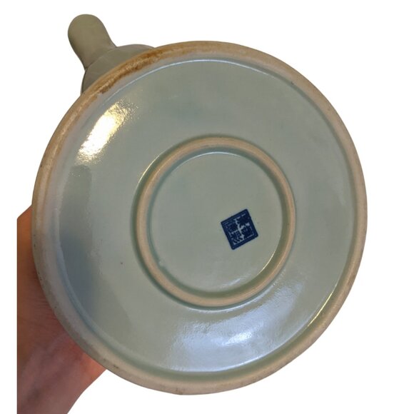 Vintage Ceramic Tea Set 2 Cups 1 Teapot Chinese Blue Floral Summer Kitchen - Picture 10 of 11